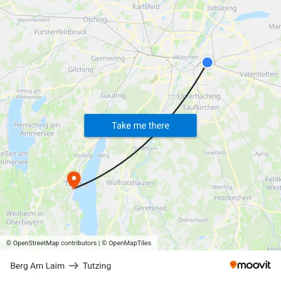 Berg Am Laim to Tutzing map