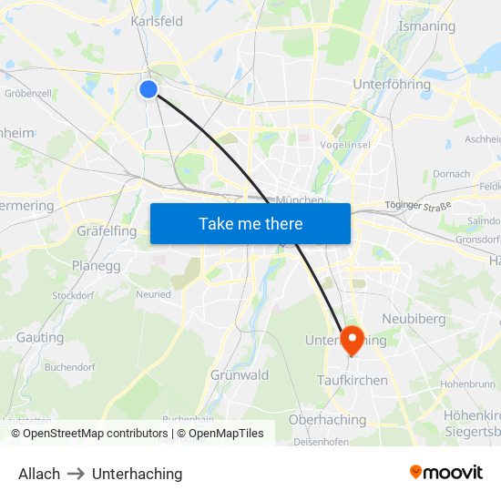 Allach to Unterhaching map