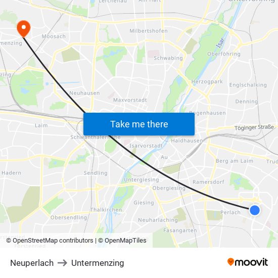Neuperlach to Untermenzing map