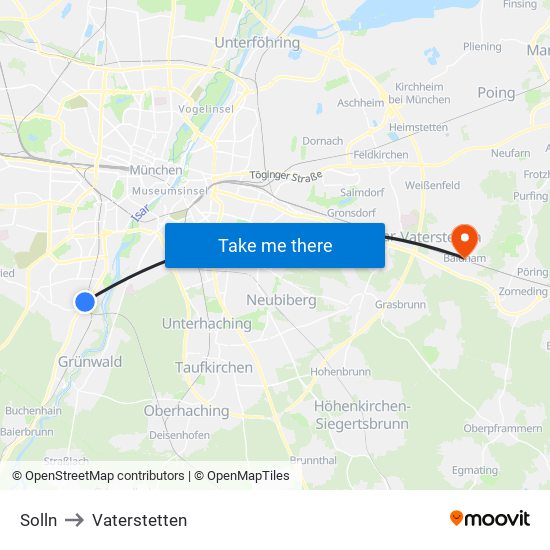 Solln to Vaterstetten map