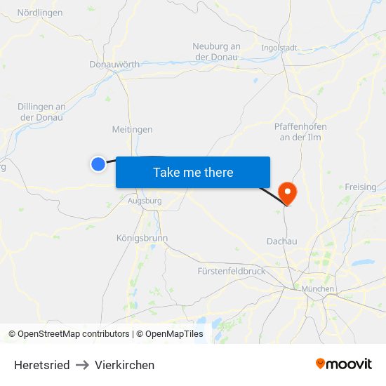 Heretsried to Vierkirchen map