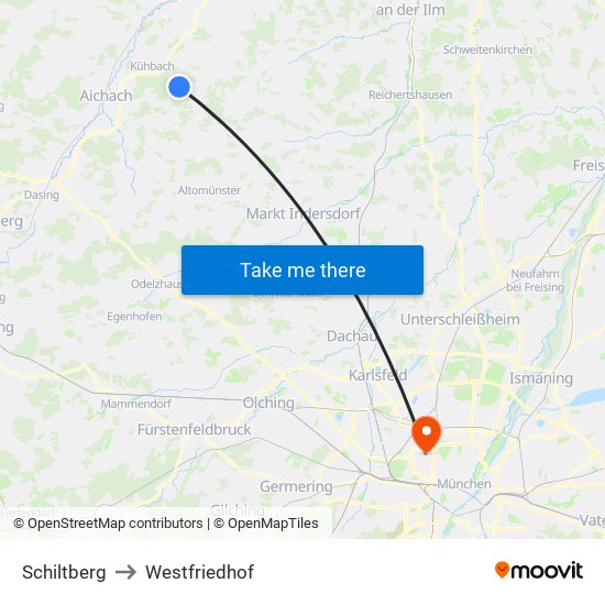 Schiltberg to Westfriedhof map