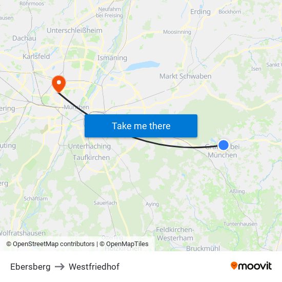 Ebersberg to Westfriedhof map