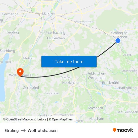 Grafing to Wolfratshausen map