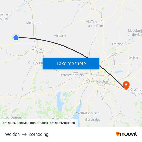 Welden to Zorneding map