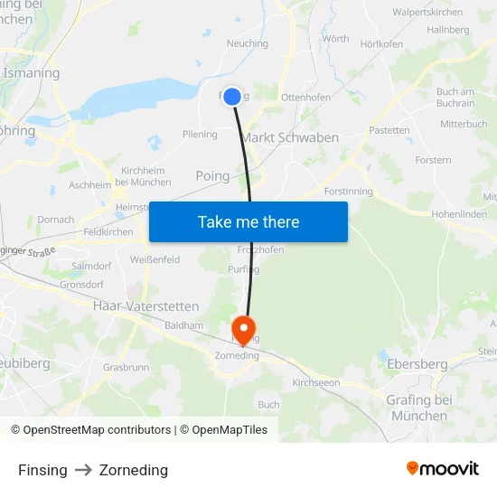 Finsing to Zorneding map