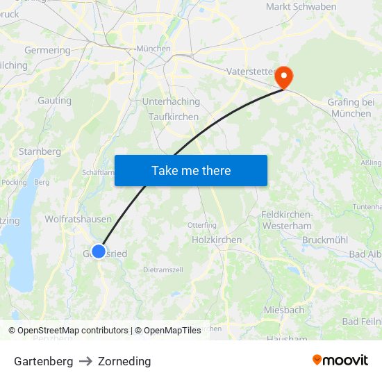 Gartenberg to Zorneding map