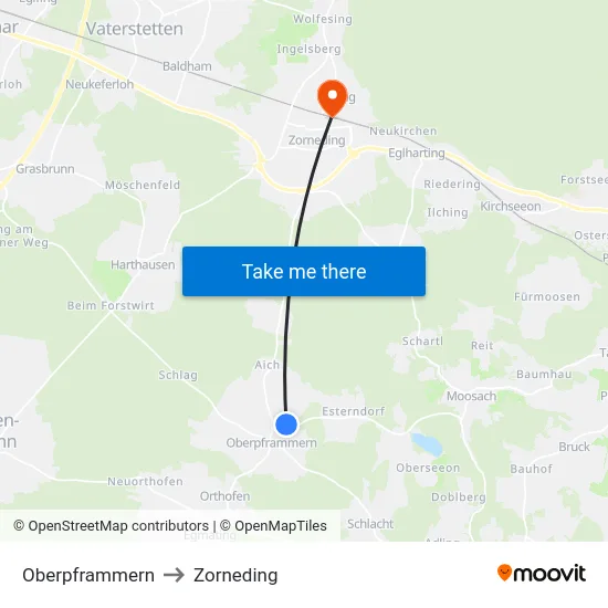 Oberpframmern to Zorneding map