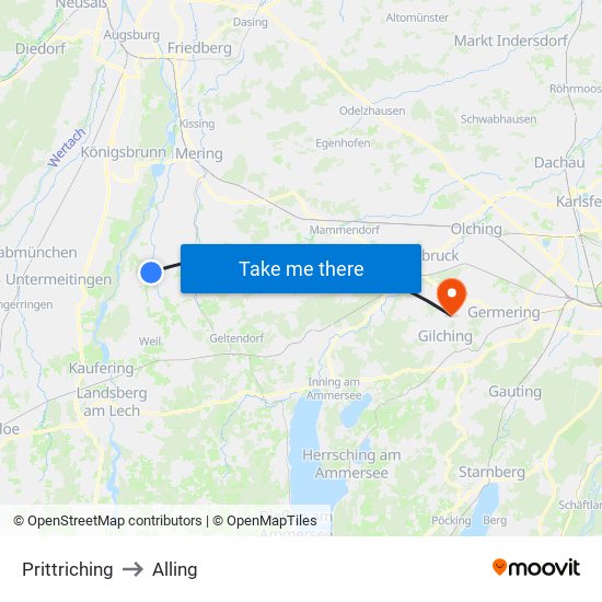 Prittriching to Alling map