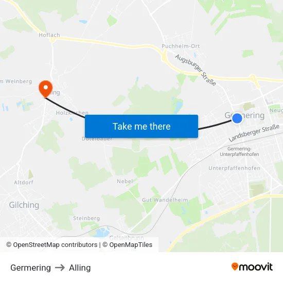 Germering to Alling map