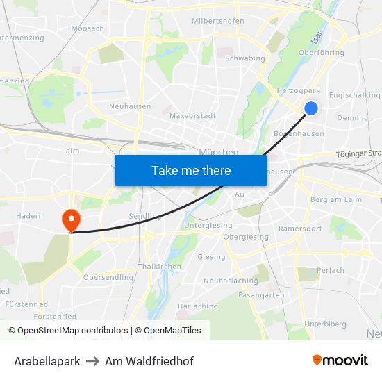 Arabellapark to Am Waldfriedhof map