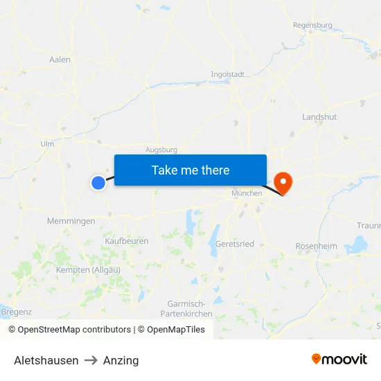 Aletshausen to Anzing map