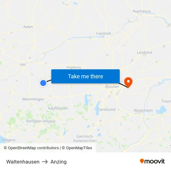 Waltenhausen to Anzing map