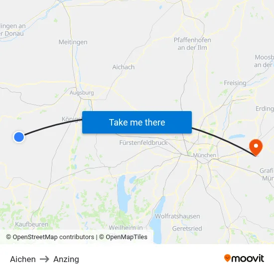 Aichen to Anzing map