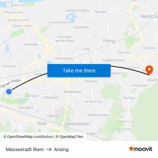 Messestadt Riem to Anzing map