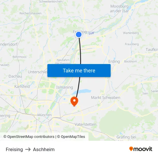 Freising to Aschheim map