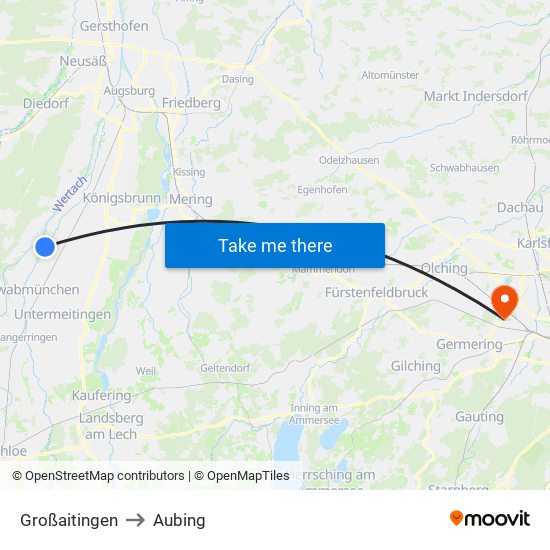 Großaitingen to Aubing map