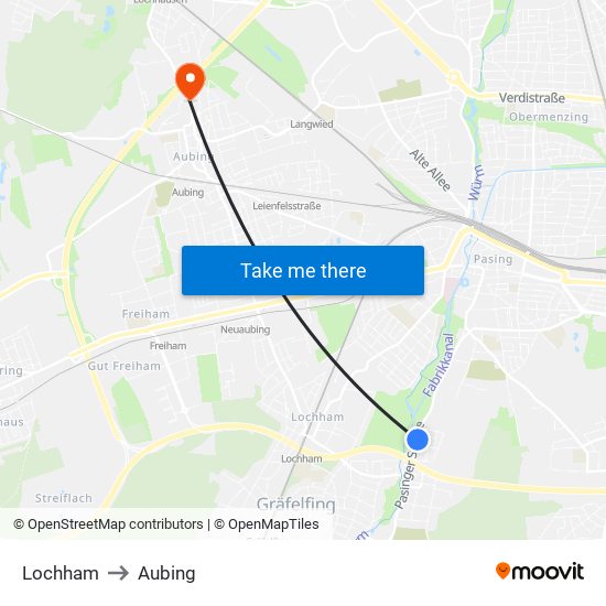 Lochham to Aubing map