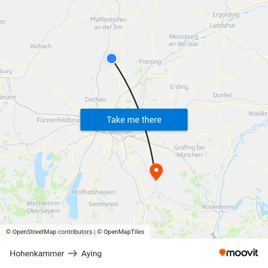 Hohenkammer to Aying map