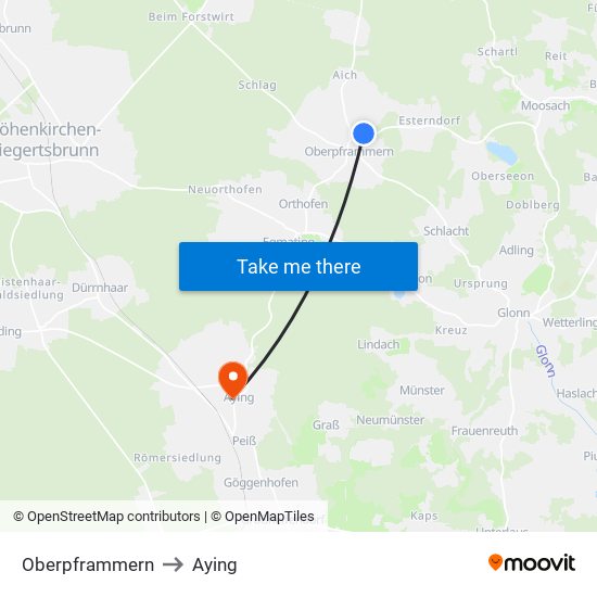 Oberpframmern to Aying map