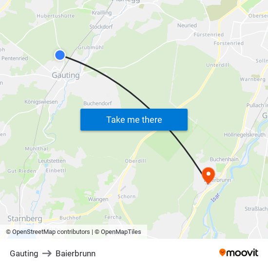 Gauting to Baierbrunn map