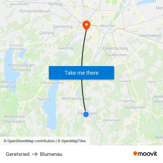 Geretsried to Blumenau map