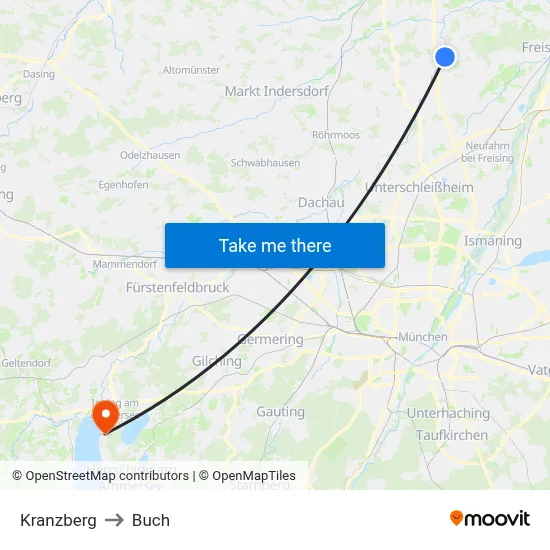 Kranzberg to Buch map