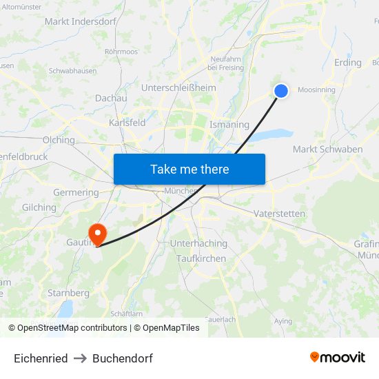 Eichenried to Buchendorf map