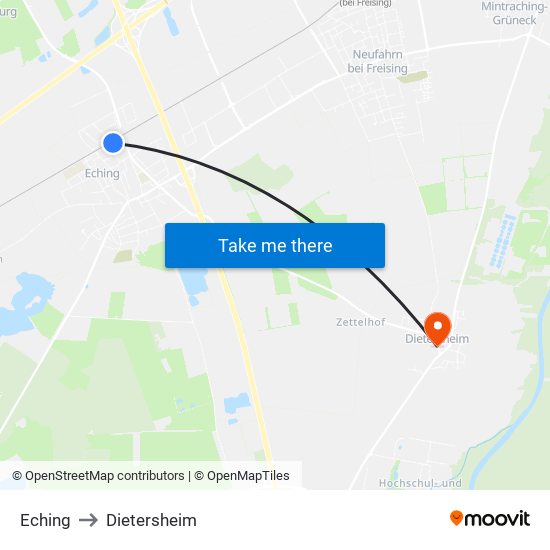 Eching to Dietersheim map