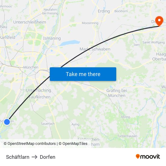 Schäftlarn to Dorfen map