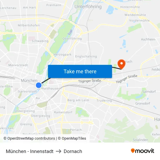 München - Innenstadt to Dornach map