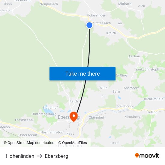 Hohenlinden to Ebersberg map