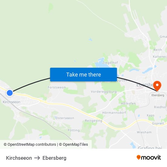Kirchseeon to Ebersberg map