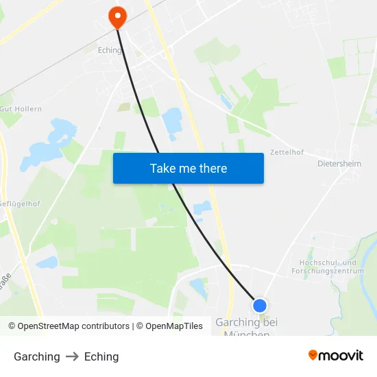 Garching to Eching map