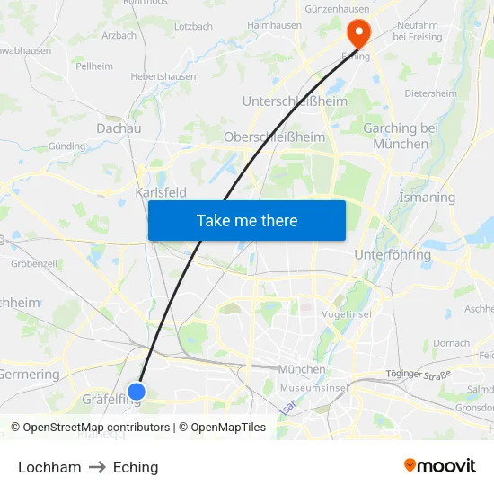 Lochham to Eching map