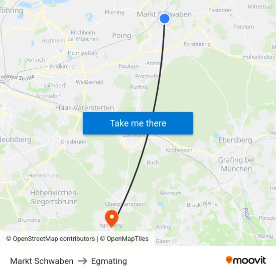 Markt Schwaben to Egmating map