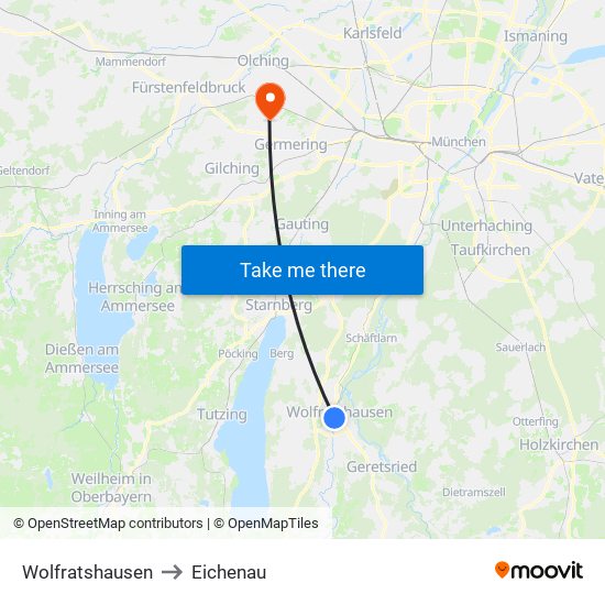 Wolfratshausen to Eichenau map