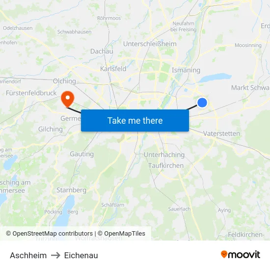 Aschheim to Eichenau map
