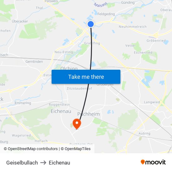 Geiselbullach to Eichenau map