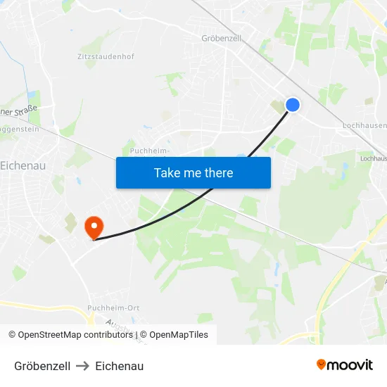 Gröbenzell to Eichenau map