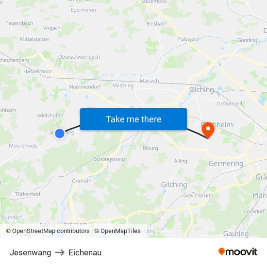 Jesenwang to Eichenau map
