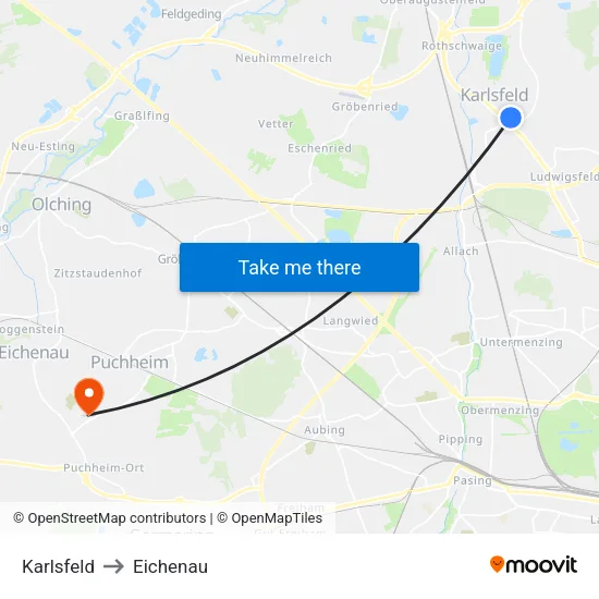 Karlsfeld to Eichenau map