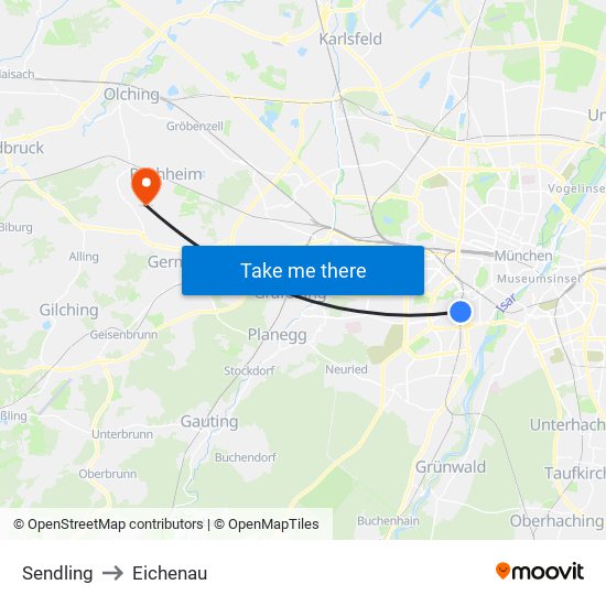 Sendling to Eichenau map