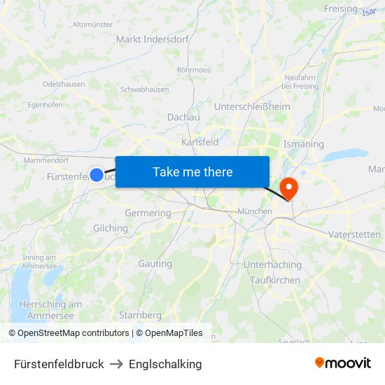 Fürstenfeldbruck to Englschalking map
