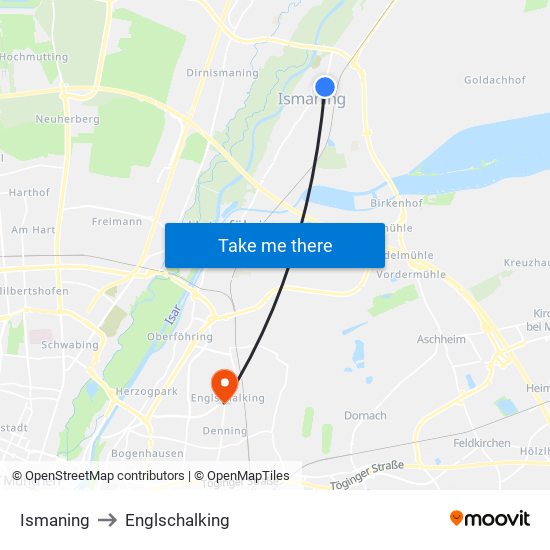 Ismaning to Englschalking map
