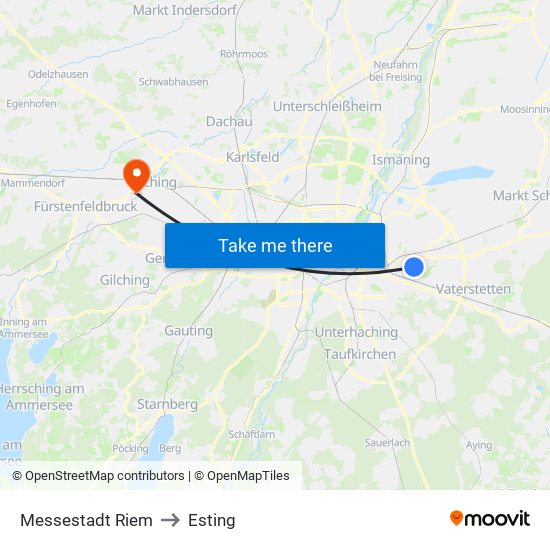 Messestadt Riem to Esting map