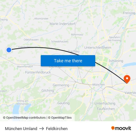 München Umland to Feldkirchen map