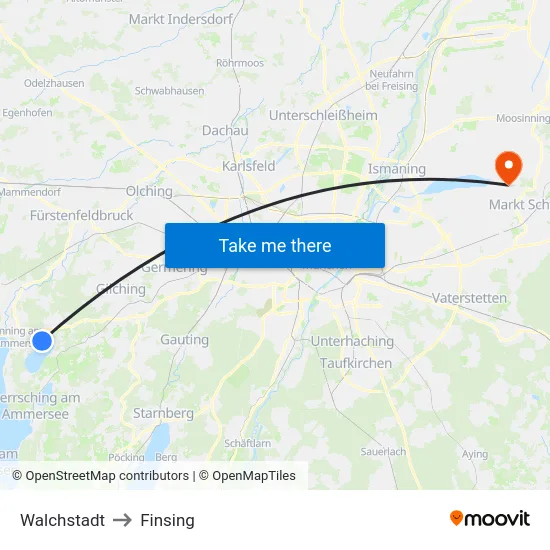 Walchstadt to Finsing map