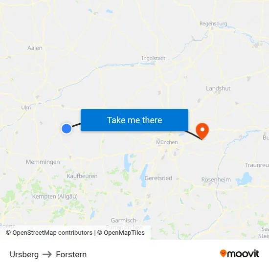 Ursberg to Forstern map