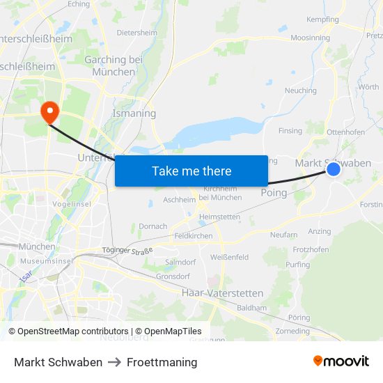 Markt Schwaben to Froettmaning map